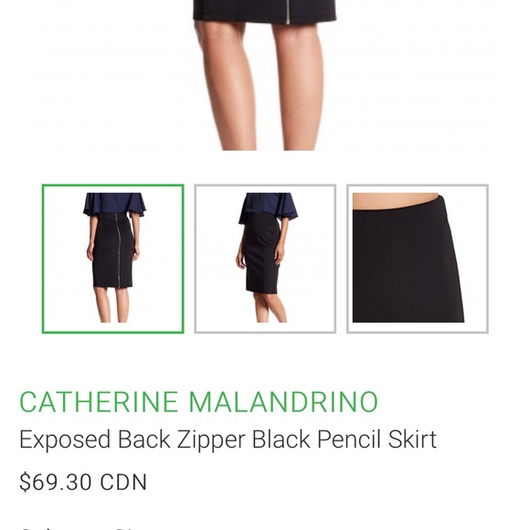 Catherine Malandrino Skirt Womens 10 Pencil Knee Length Full Back Zip Black - Picture 10 of 10